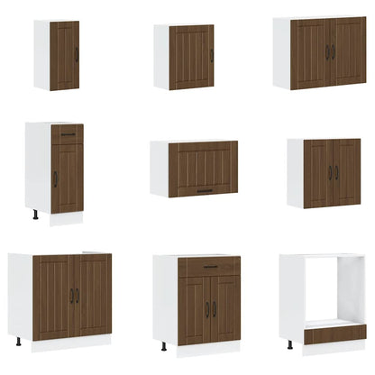 vidaXL 14tlg. Küchenschrank-Set Lucca Braun Eichen-Optik Holzwerkstoff