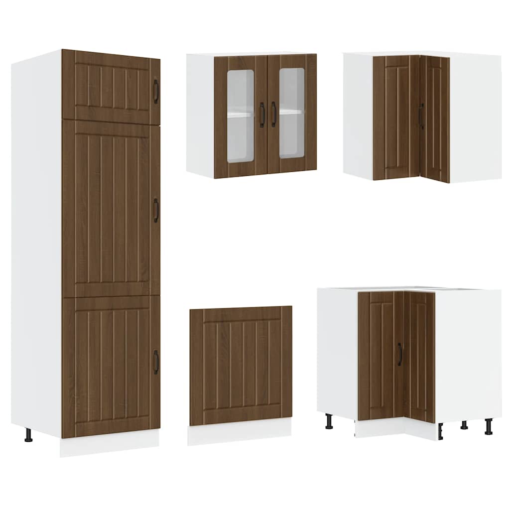 vidaXL 14tlg. Küchenschrank-Set Lucca Braun Eichen-Optik Holzwerkstoff