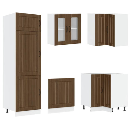vidaXL 14tlg. Küchenschrank-Set Lucca Braun Eichen-Optik Holzwerkstoff