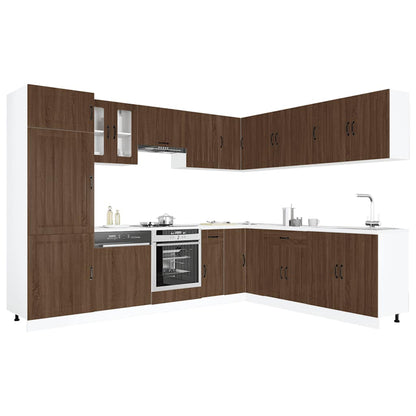 vidaXL 14tlg. Küchenschrank-Set Lucca Braun Eichen-Optik Holzwerkstoff