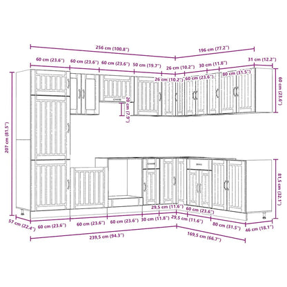 vidaXL 14-tlg. Küchenschrank-Set Lucca Artisan-Eiche Holzwerkstoff