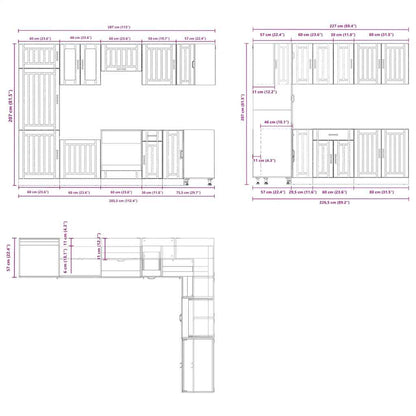 vidaXL 14-tlg. Küchenschrank-Set Lucca Artisan-Eiche Holzwerkstoff