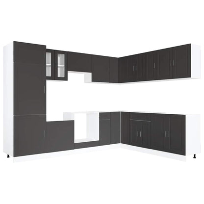 vidaXL 14-tlg. Küchenschrank-Set Porto Schwarz Holzwerkstoff