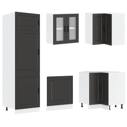 vidaXL 14-tlg. Küchenschrank-Set Porto Schwarz Holzwerkstoff