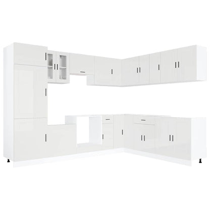 vidaXL 14-tlg. Küchenschrank-Set Porto Hochglanz-Weiß Holzwerkstoff