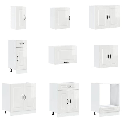 vidaXL 14-tlg. Küchenschrank-Set Porto Hochglanz-Weiß Holzwerkstoff