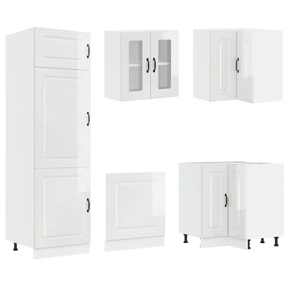vidaXL 14-tlg. Küchenschrank-Set Porto Hochglanz-Weiß Holzwerkstoff