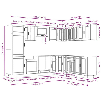 vidaXL 14-tlg. Küchenschrank-Set Porto Hochglanz-Weiß Holzwerkstoff