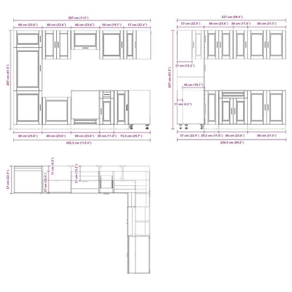 vidaXL 14-tlg. Küchenschrank-Set Porto Hochglanz-Weiß Holzwerkstoff