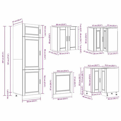 vidaXL 14tlg. Küchenschrank-Set Porto Braun Eichen-Optik Holzwerkstoff