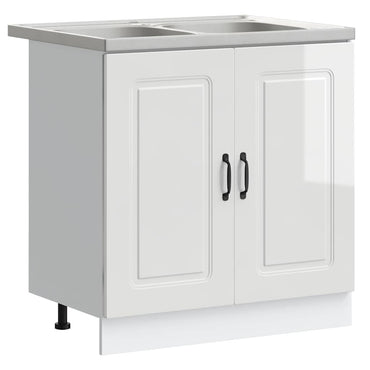 vidaXL Küchenschrank mit Tür Kalmar Glänzend Weiß 80 x 46 x 81.5 cm