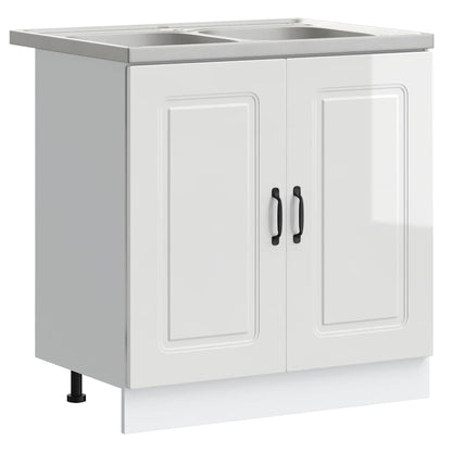 vidaXL Küchenschrank mit Tür Kalmar Glänzend Weiß 80 x 46 x 81.5 cm