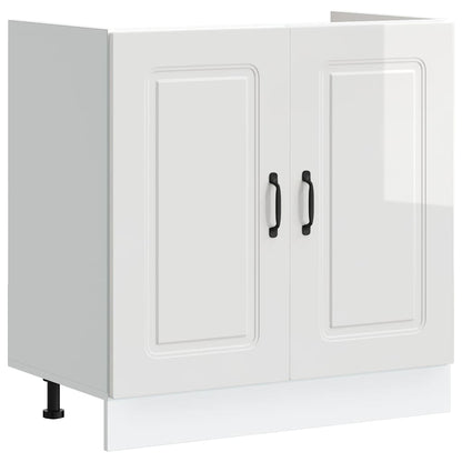 vidaXL Küchenschrank mit Tür Kalmar Glänzend Weiß 80 x 46 x 81.5 cm