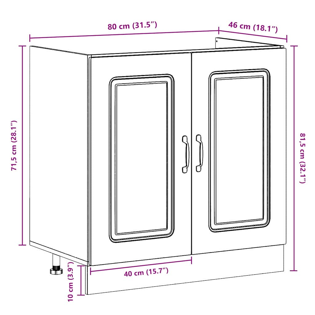 Küchenschrank mit Tür Kalmar Graues Sonoma 80 x 46 x 81.5 cm