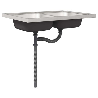 Waschbecken-Unterschrank mit Speicher Lucca 2 pcs Graues Sonoma