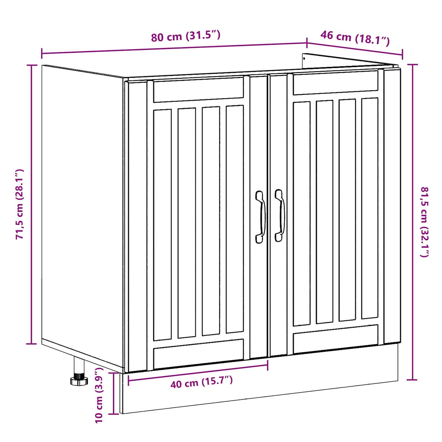 Waschbecken-Unterschrank mit Speicher Lucca 2 pcs Graues Sonoma