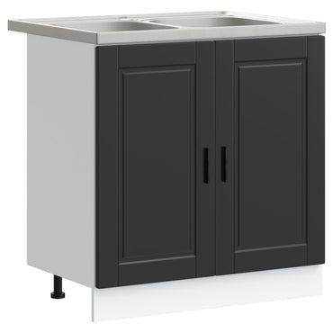 vidaXL Waschbecken-Unterschrank Porto Schwarz 80 x 46 x 81.5 cm