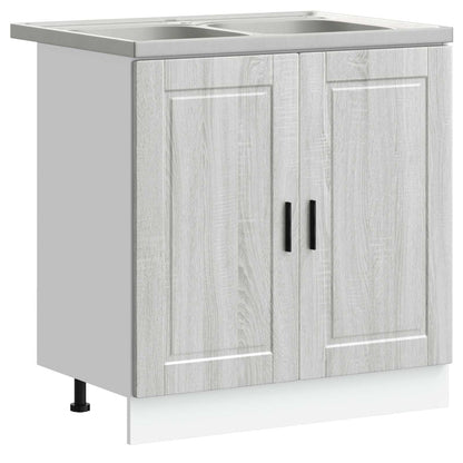 Waschbecken-Unterschrank mit Tür Porto 2 pcs Grau Holzwerkstoff
