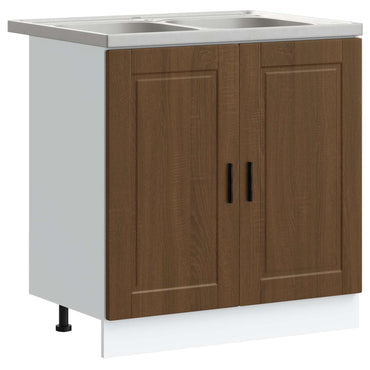 vidaXL Waschbecken-Unterschrank mit Tür Porto Braun 80 x 46 x 81.5 cm