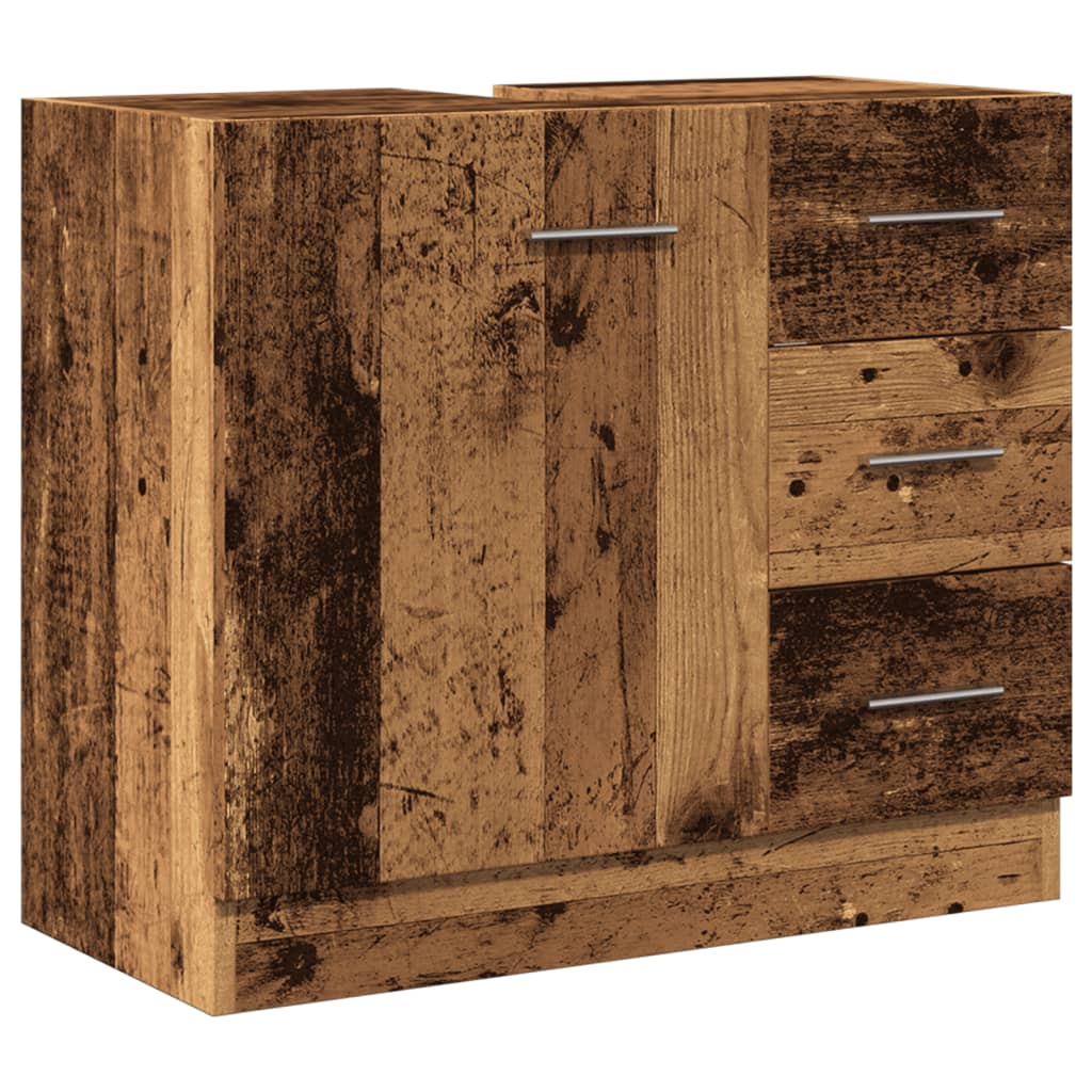 Meuble sous lavabo vidaXL, aspect bois de récupération, 63x30x54 cm, bois d'ingénierie