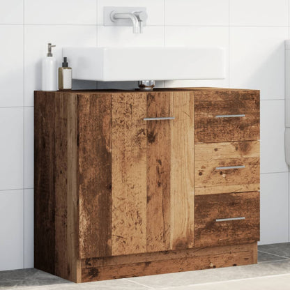 Meuble sous lavabo vidaXL, aspect bois de récupération, 63x30x54 cm, bois d'ingénierie