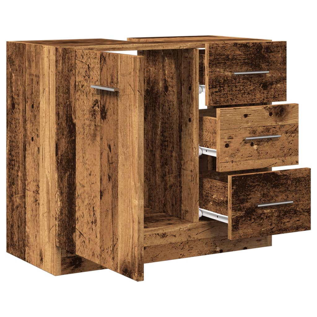 Meuble sous lavabo vidaXL, aspect bois de récupération, 63x30x54 cm, bois d'ingénierie