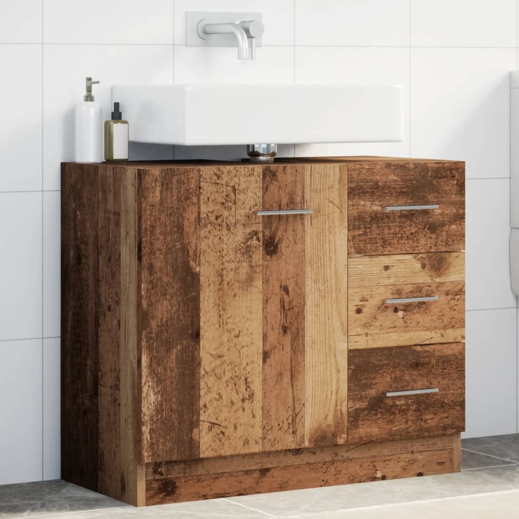 Meuble sous lavabo vidaXL, aspect bois de récupération, 63x30x54 cm, bois d'ingénierie