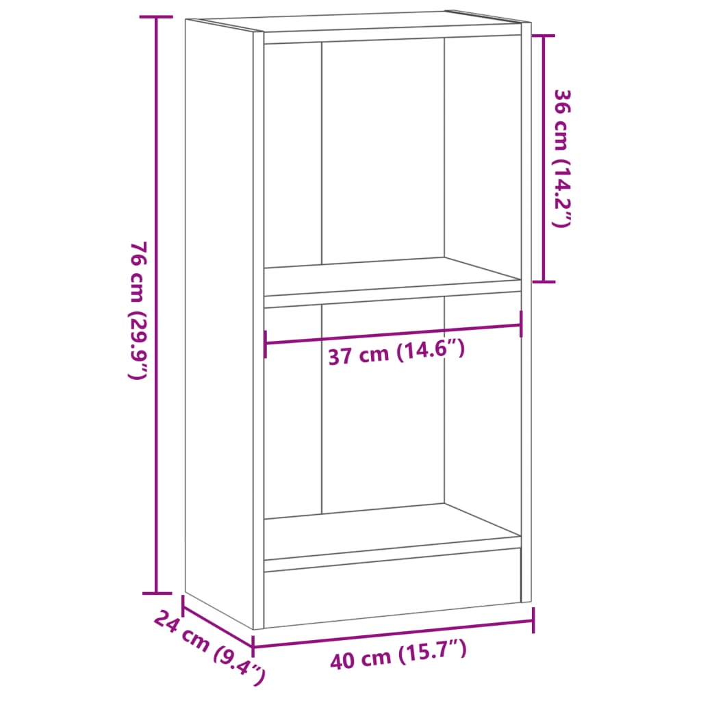 vidaXL Bibliothèque Chêne artisan 40x24x76 cm Bois d'ingénierie