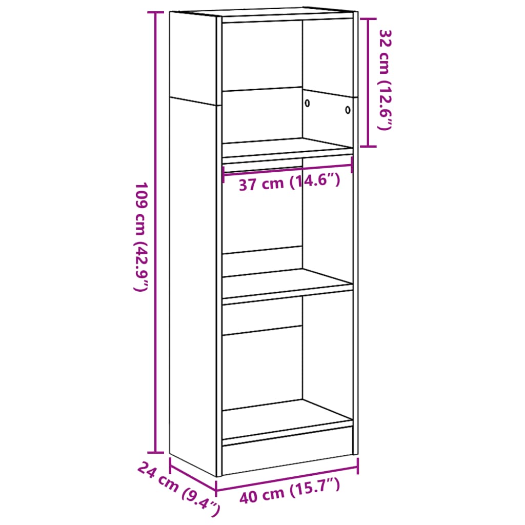 vidaXL Bibliothèque Chêne Sonoma 40x24x109 cm Bois d'ingénierie