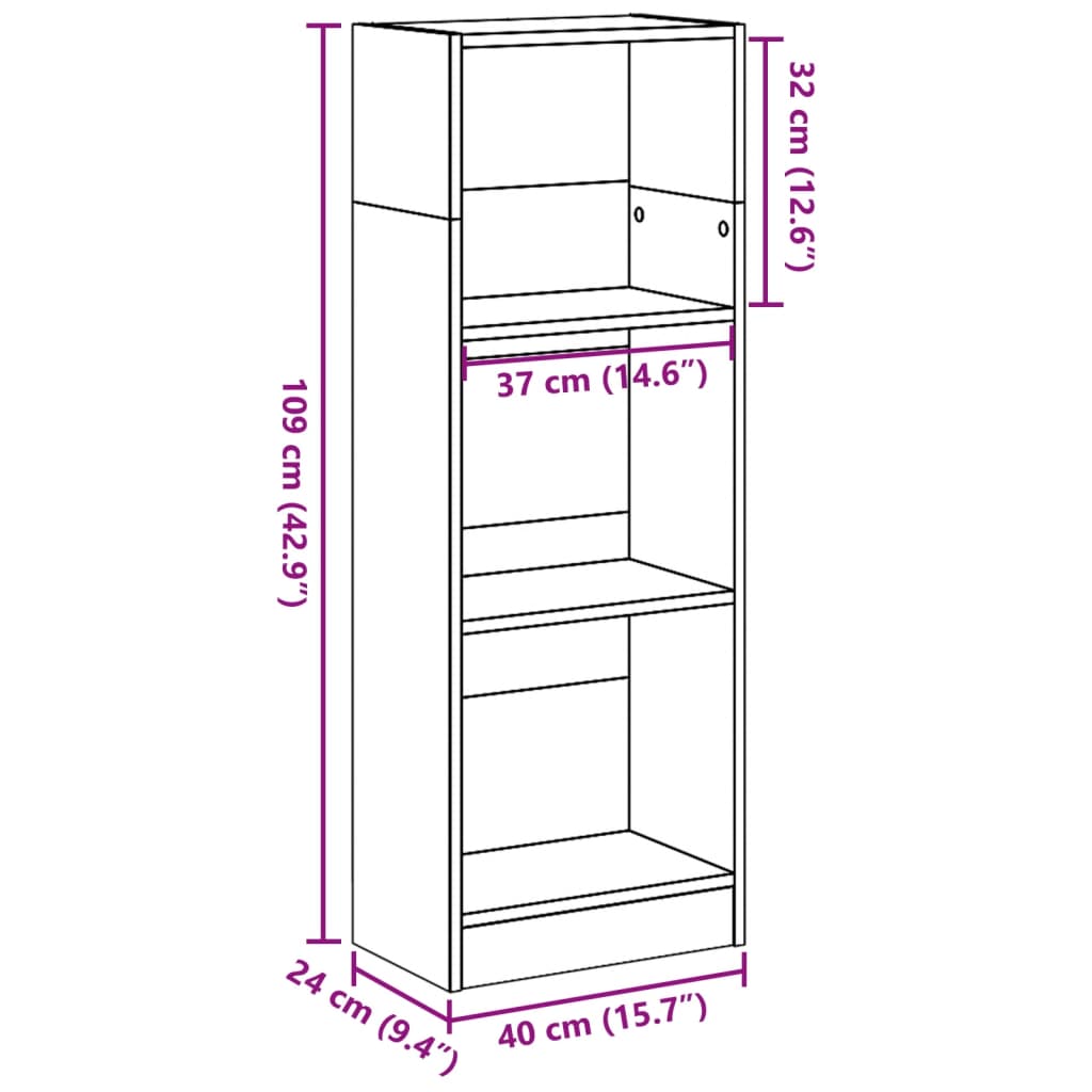 vidaXL Bücherregal Räuchereiche 40x24x109 cm Holzwerkstoff