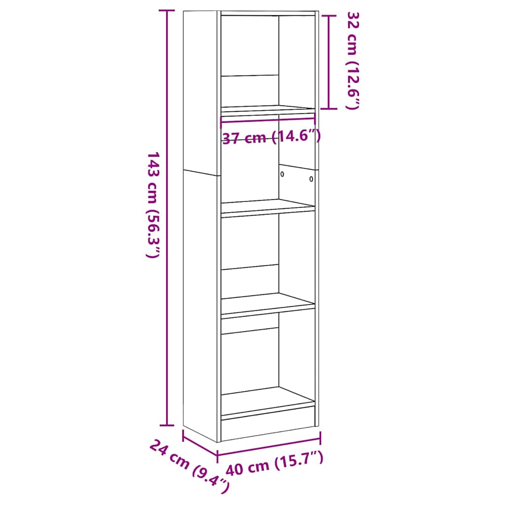 vidaXL Étagère à livres aspect chêne marron 40x24x143 cm en bois d'ingénierie
