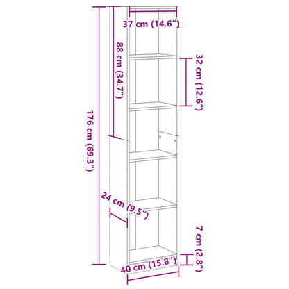 vidaXL Étagère en bois d'ingénierie aspect bois de récupération 40x24x176 cm