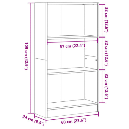 vidaXL Bücherregal Altholz-Optik 60x24x109 cm Holzwerkstoff