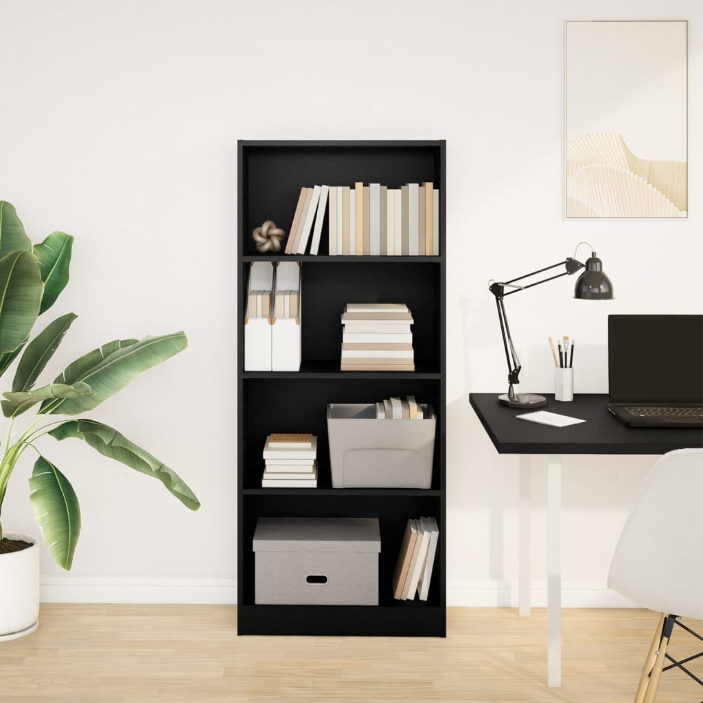 vidaXL Bibliothèque noire 60x24x143 cm Bois d'ingénierie