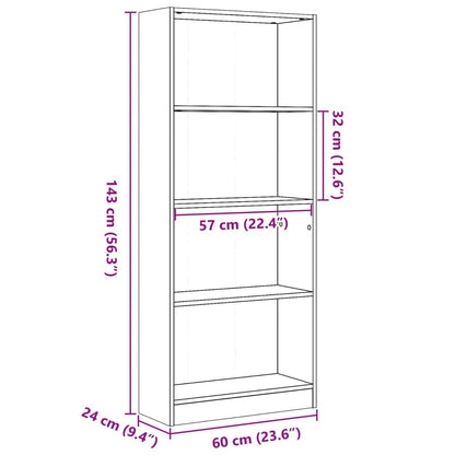 vidaXL Bücherregal Sonoma-Eiche 60x24x143 cm Holzwerkstoff