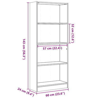 vidaXL Bücherregal Räuchereiche 60x24x143 cm Holzwerkstoff