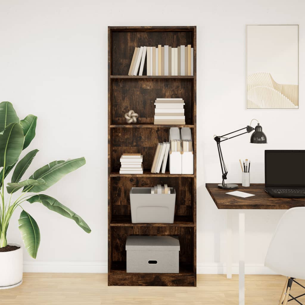 vidaXL Bibliothèque chêne fumé 60x24x176 cm bois d'ingénierie