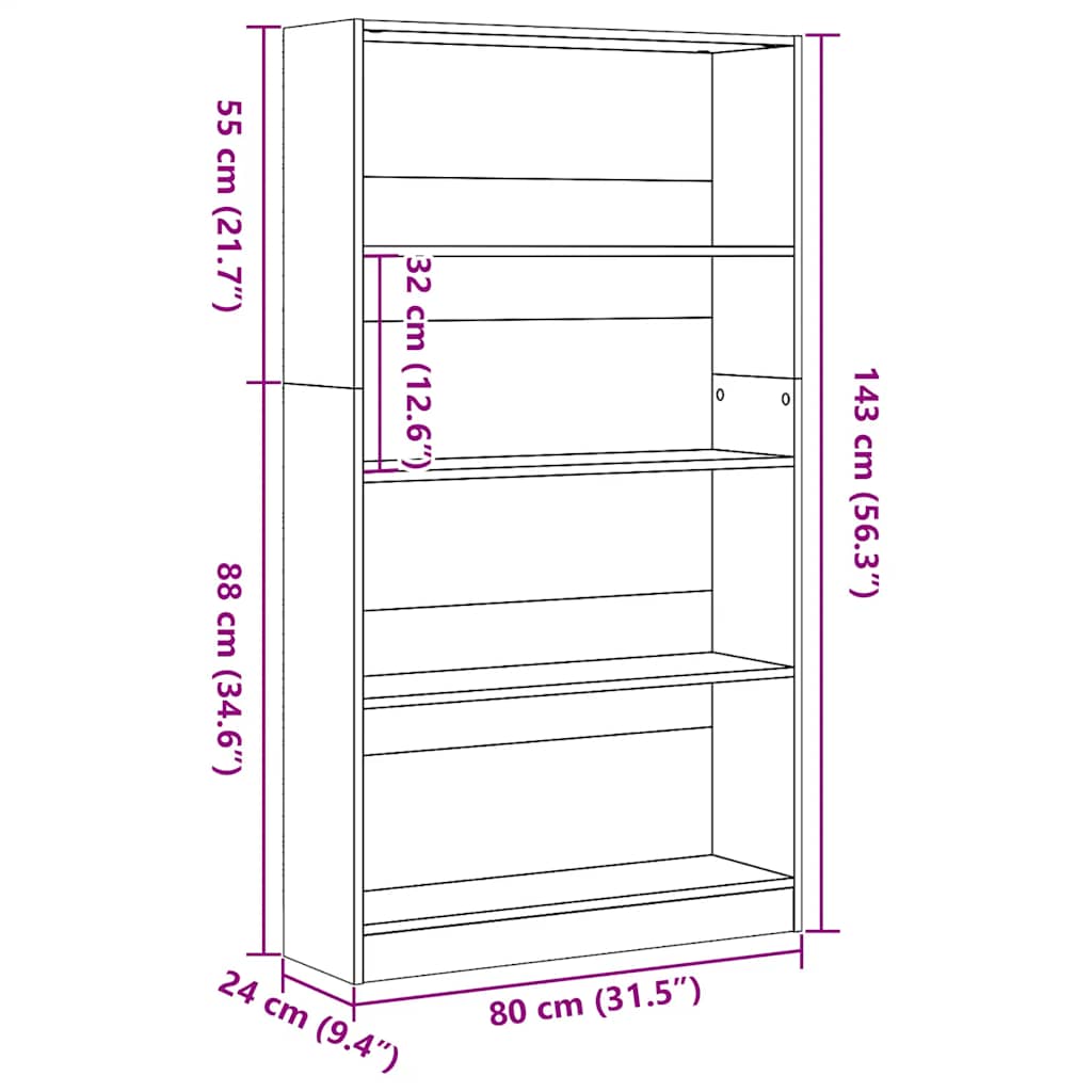 vidaXL Bibliothèque blanc 80x24x143 cm Bois d'ingénierie