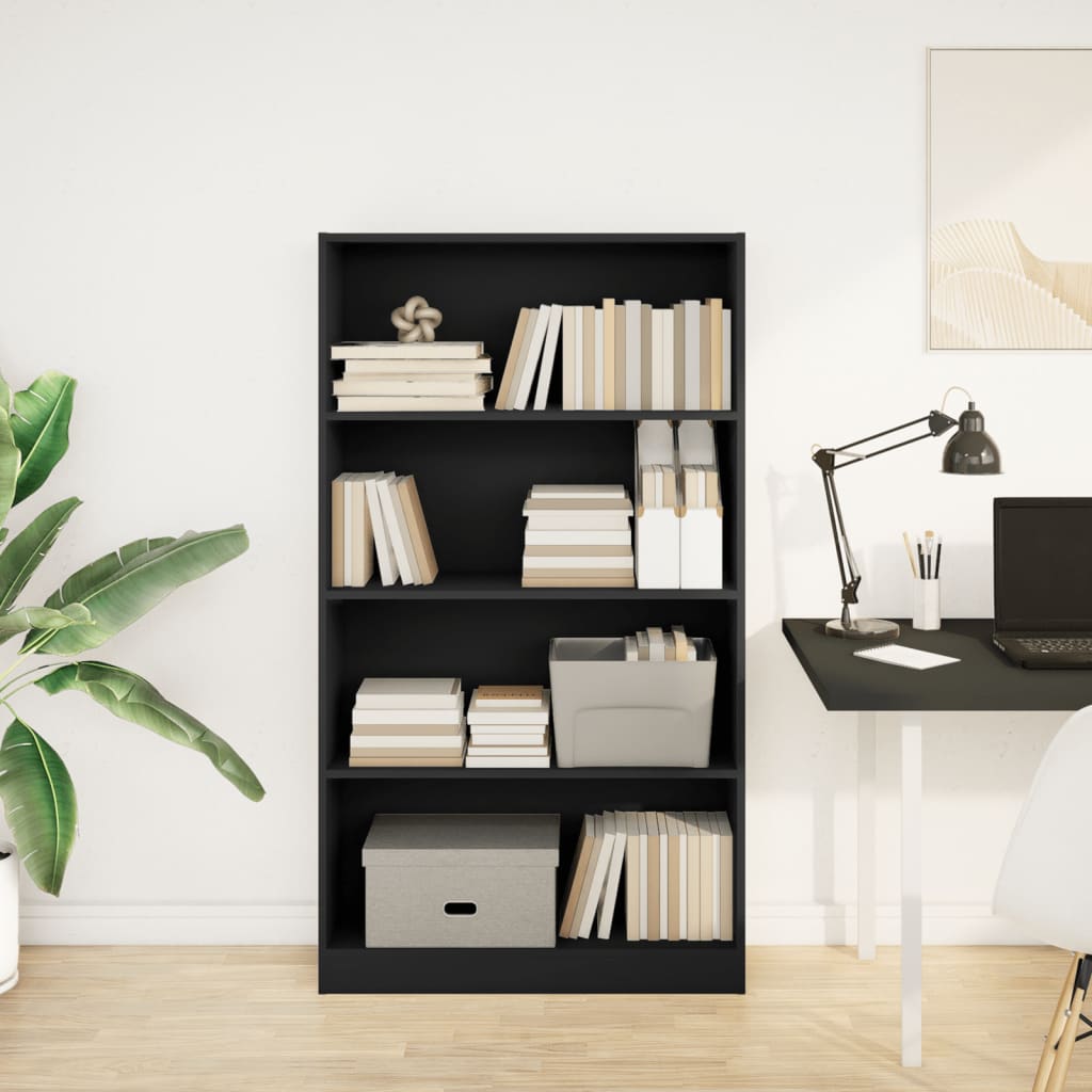 vidaXL Bibliothèque noire 80x24x143 cm en bois d'ingénierie