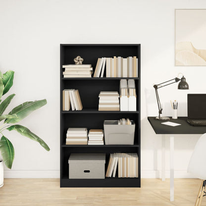 vidaXL Bibliothèque noire 80x24x143 cm en bois d'ingénierie