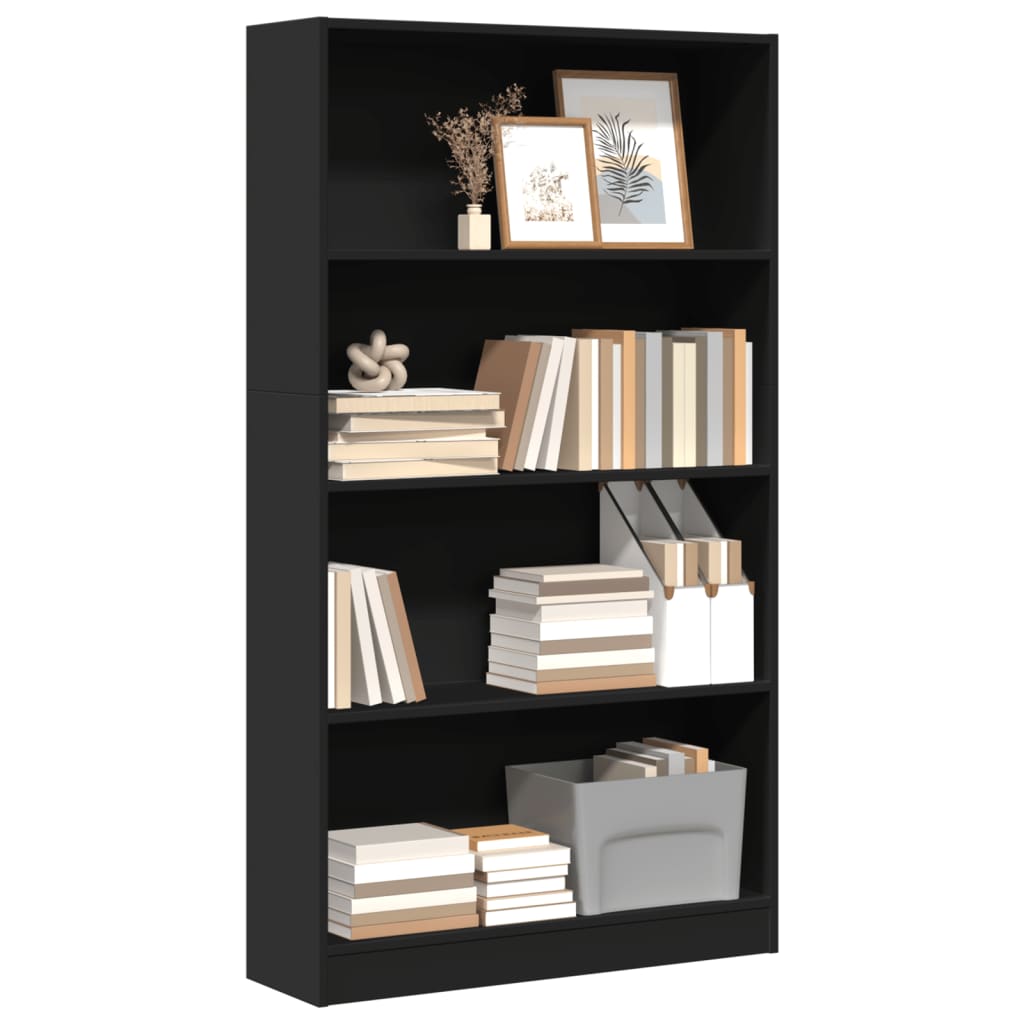 vidaXL Bibliothèque noire 80x24x143 cm en bois d'ingénierie