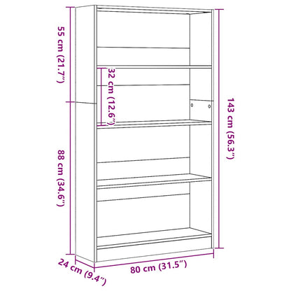 vidaXL Bibliothèque chêne fumé 80x24x143 cm Bois d'ingénierie