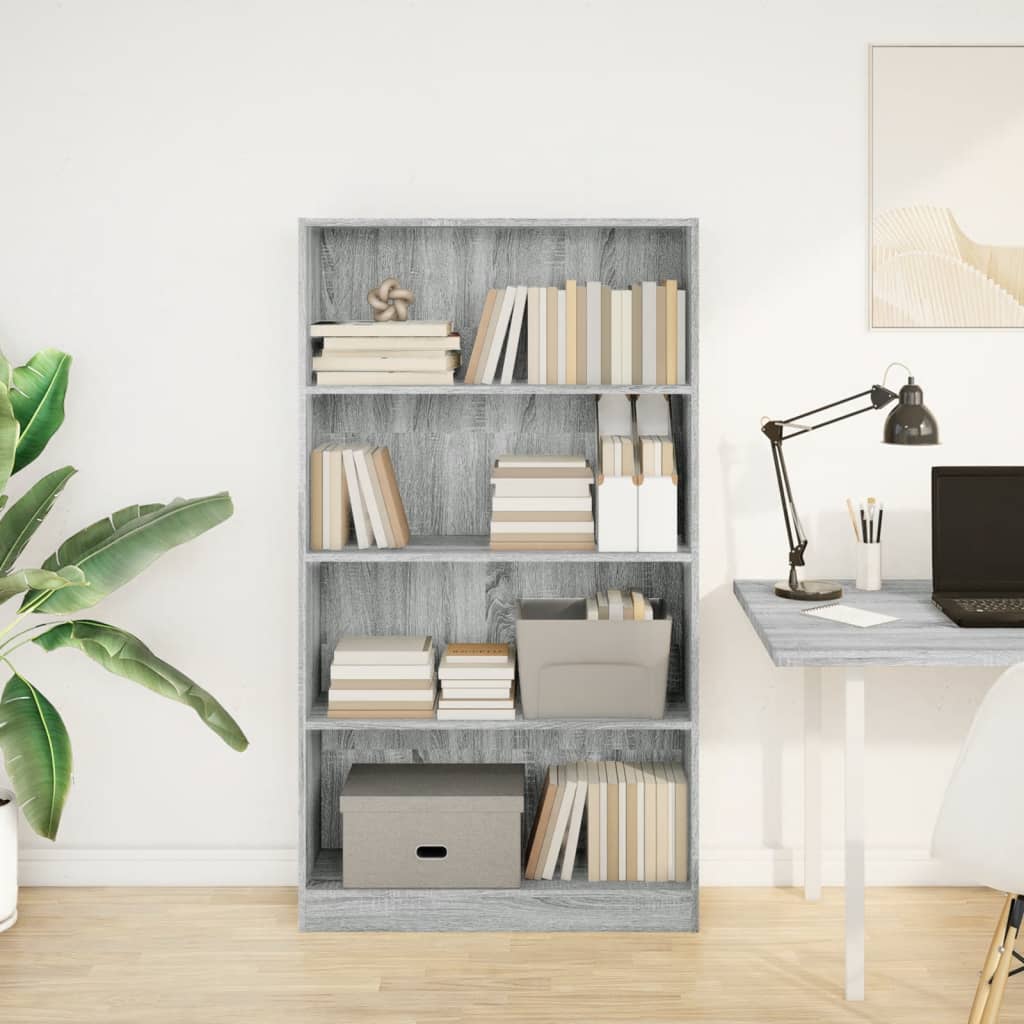 vidaXL Bücherregal Grau Sonoma 80x24x143 cm Holzwerkstoff
