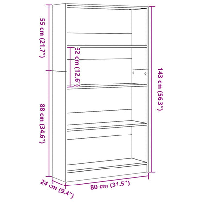 vidaXL Bibliothèque marron aspect chêne 80x24x143 cm en bois d'ingénierie