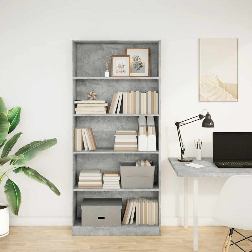 vidaXL Bücherregal Betongrau 80x24x176 cm Holzwerkstoff