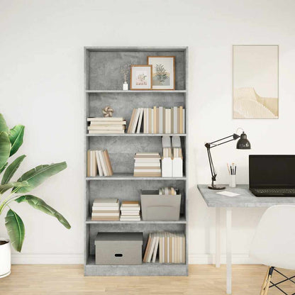 vidaXL Bücherregal Betongrau 80x24x176 cm Holzwerkstoff