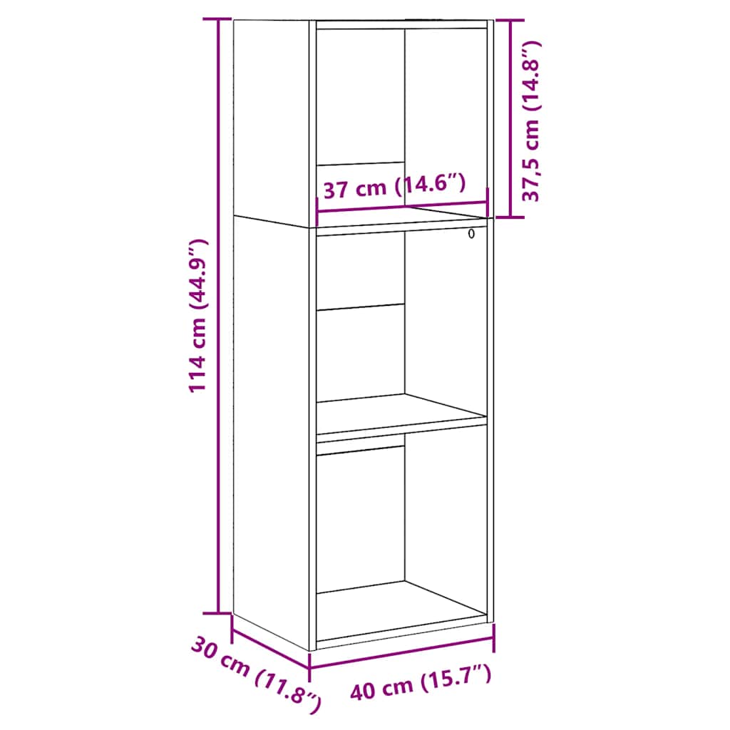 vidaXL Bücherregal Weiß 40x30x114 cm Holzwerkstoff