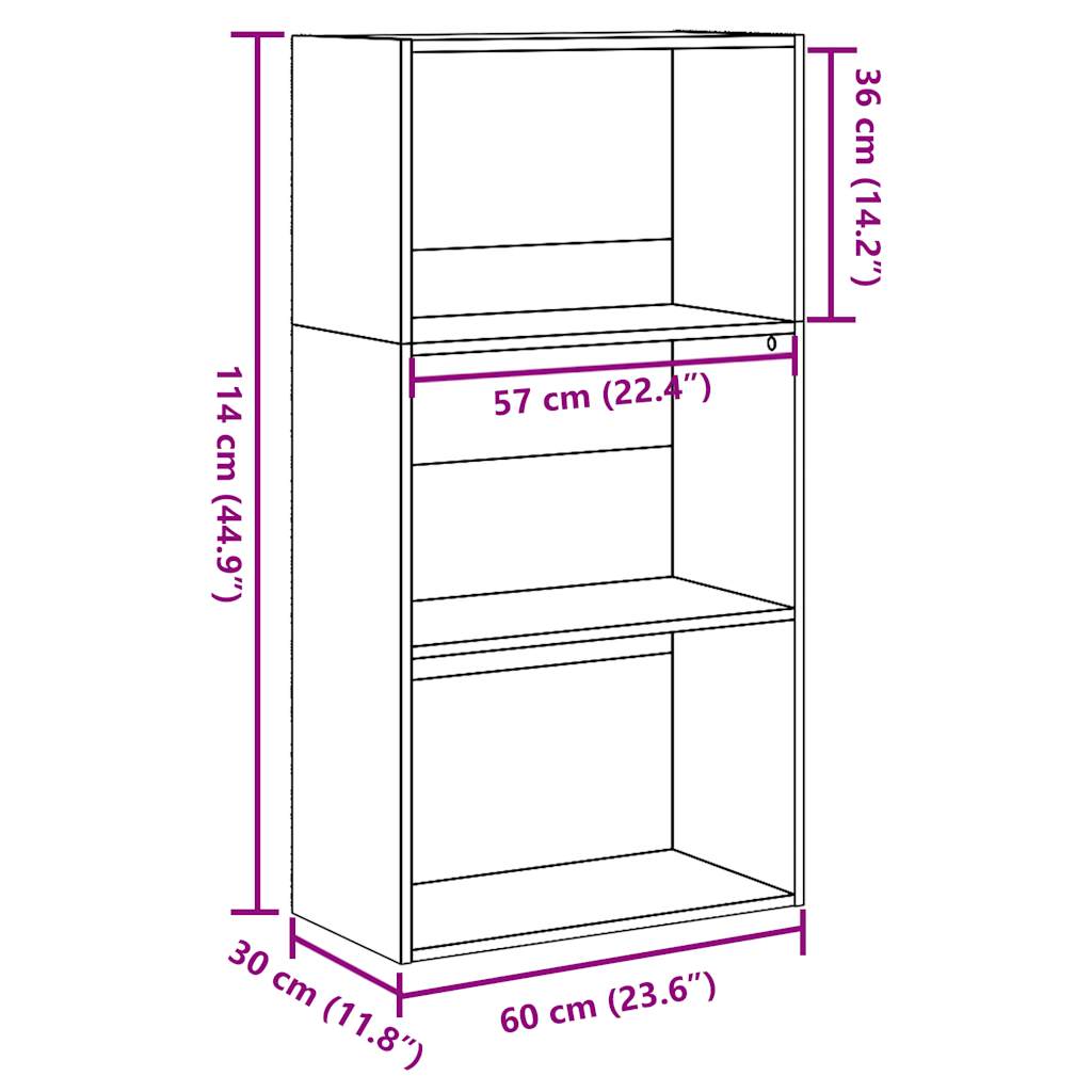 vidaXL Bücherregal Betongrau 60x30x114 cm Holzwerkstoff