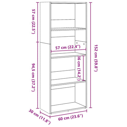 vidaXL Bücherregal Grau Sonoma 60x30x152 cm Holzwerkstoff