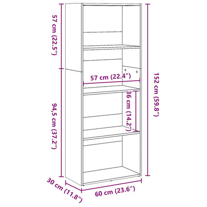 vidaXL Bücherregal Altholz-Optik 60x30x152 cm Holzwerkstoff